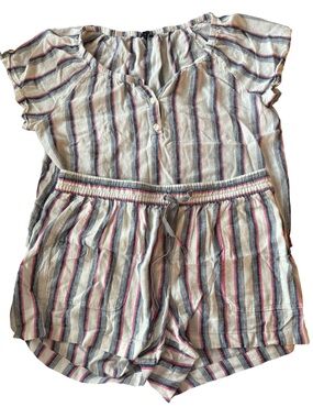 Nautica Striped Knit Top and shorts set in Pink, Navy & white